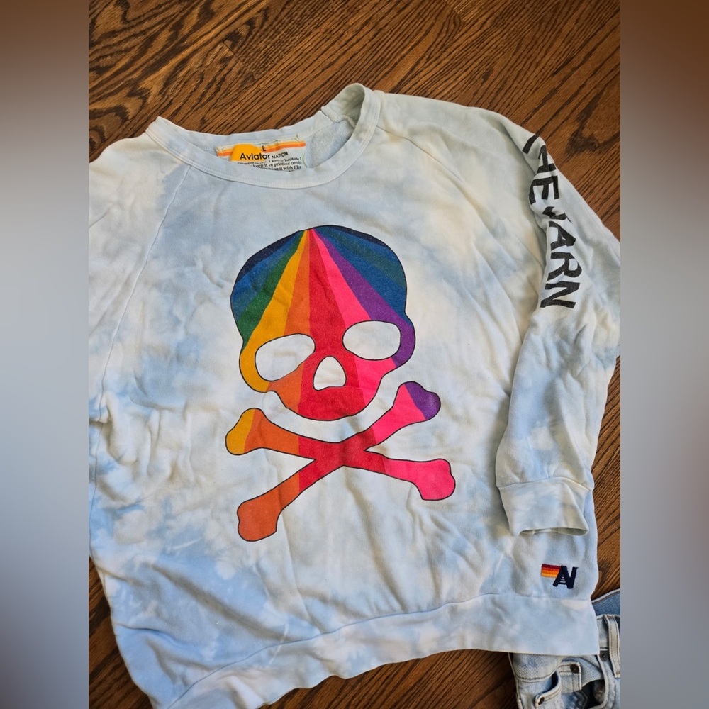 Aviator Nation Tie-Dye Skull Sweatshirt
